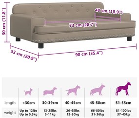Cama para cães 90x53x30 cm couro artificial cappuccino