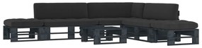 vidaXL 6 pcs conj. lounge paletes c/ almofadões pinho impregnado preto