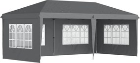 Outsunny Tenda Dobrável 6x3 m Tenda de Jardim para Festas e Eventos com 4 Paredes Laterais Amovíveis 4 Janelas e Bolsa de Transporte Cinzento | AOSOM Portugal