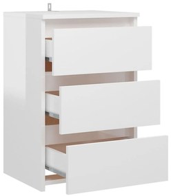 Mesa de cabeceira derivados de madeira branco brilhante
