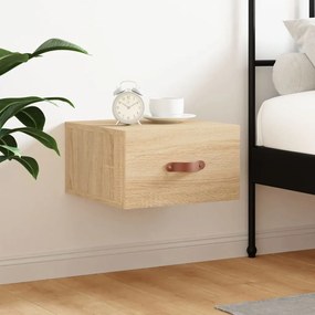 vidaXL Mesa de cabeceira montagem na parede 35x35x20 cm cor sonoma