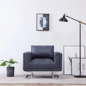 282154 vidaXL Poltrona em forma de cubo camurça artificial cinzento