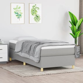 Estrutura de cama com molas 90x200 cm tecido cinza-claro