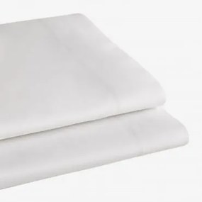Lençol Plano De Cetim Com Contagem De Fios Sampras 300 Branco & Cama 150/160cm (240 X 280 Cm) - Sklum