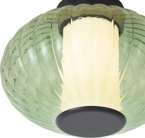 Candeeiro de Teto de Design Preto 28cm com Vidro Verde Incl. LED Regulável em 3 Passos - Margherite