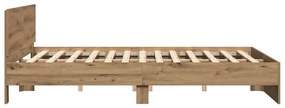 Cama com cabeceira de carvalho artesanal – 180 x 200 cm, feita de made