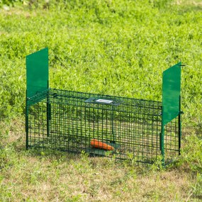 Armadilha para Animais Vivos com Porta Gaiola de Captura com Alça de Transporte para Coelhos 80x25x30cm Verde Escuro