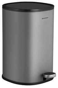 Lixeira SONGMICS, lixeira de banheiro de 5 L, lixeira de pedal de aço, com balde interno, tampa de fechamento suave e alça, para banheiro, vaso sanitário, cinza e preto LTB14GS