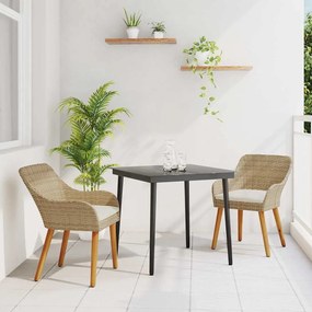 vidaXL Conjunto de Jantar de 3 Peças Bege em Rattan Poliéster