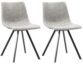 vidaXL Cadeiras de jantar 2 pcs couro artificial cinzento-claro