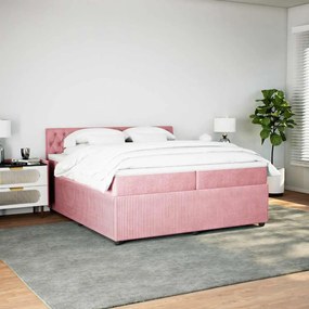 Cama com molas/colchão 200x200 cm veludo rosa
