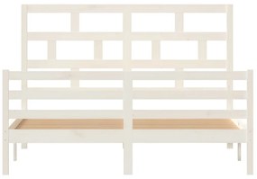 Estrutura de cama king 150x200 cm madeira maciça branco