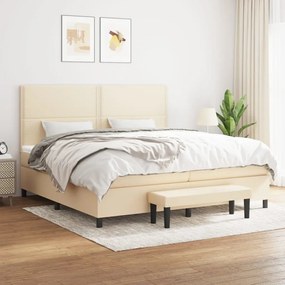 vidaXL Cama com molas/colchão 200x200 cm tecido cor creme