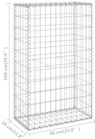 Muro gabião com tampas aço galvanizado 60x30x100 cm