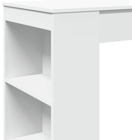 Mesa de bar com prateleiras derivados de madeira branco