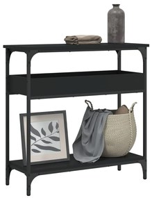 vidaXL Mesa consola c/ prateleira 75x29x75 cm derivados madeira preto