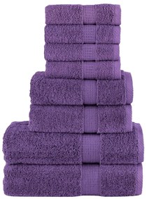 8pcs Conjunto toalhas banho premium SOLUND 600 gsm roxo