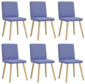 Cadeiras de jantar 6 pcs Jeans Tecido Azul