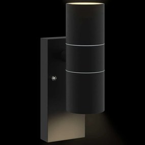 Luzes de Parede Externas 2 pcs Aço Inoxidável Preto IP44