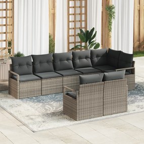 Conjunto de Sofá de Jardim vidaXL de 8 Peças com Almofadas Cinza Ratta