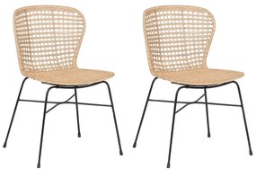 Conjunto de 2 cadeiras de jantar em rattan cor natural ELFROS Beliani