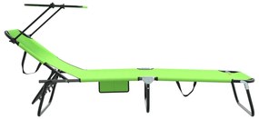 Espreguiçadeiras Dobráveis 2 pcs com Toldo Verde Tecido Oxford 600D
