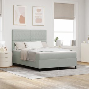 Cama Box com Colchão vidaXL Cinza Claro 140x190 cm Veludo