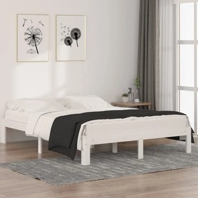 Estrutura de cama 140x190 cm pinho maciço branco