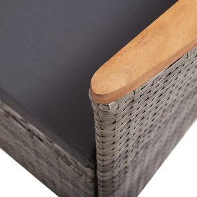 Cadeiras de exterior 2 pcs com almofadões vime PE cinzento