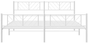 Estrutura de cama com cabeceira e pés 183x213 cm metal branco