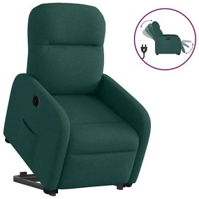vidaXL Poltrona reclinável elevatória elétrica tecido verde-escuro