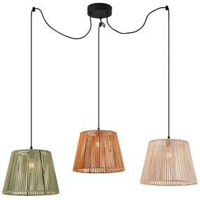 Candeeiro suspenso de exterior preto com abajures de corda multicoloridos 3-luzes IP44 - Cava Japandi