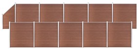 vidaXL Painel vedação WPC 10 quadrados+1 inclinado 1830x186cm castanho