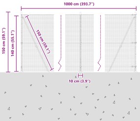 Cerca de Arame Soldado com 7 Postes Flangeados 1.4x10 m Aço Galvanizad