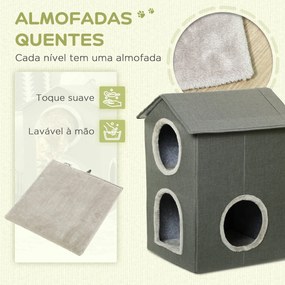 PawHut Casa para Gatos de 2 Níveis Cama para Gatos Caverna para Gatos