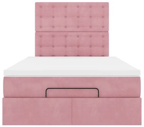 Estrutura de cama otomana com colchões 120x200 cm veludo rosa