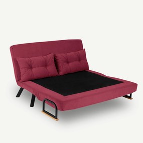 Sofá-Cama de 2 Lugares Sando – Cor de Vinho – Medidas: 50x133x41 cm
