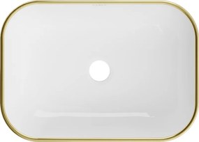 Mexen Rita lavatório de bancada 45 x 32 cm, branco/orlado de ouro - 21084505