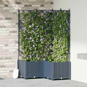 vidaXL Plantadeira de Jardim com Treliça 3 pcs Cinza 80x80x143 cm