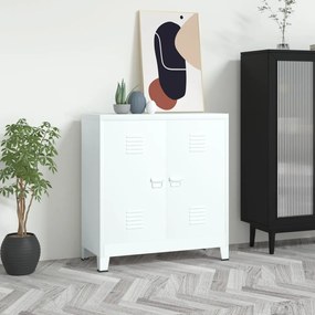 vidaXL Aparador de arrumação industrial 90x40x100 cm aço branco
