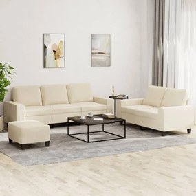vidaXL 3 pcs conjunto de sofás tecido cor creme
