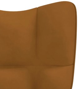 Cadeira de descanso com banco veludo castanho