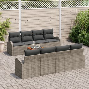 Conjunto de Sofás de Jardim vidaXL de 9 Peças com Almofadas em Rattan