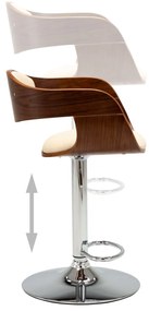Bancos de bar 2 pcs madeira curvada e couro artificial creme