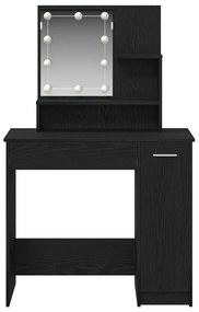 Mesa de Maquiagem LED em Carvalho Preto - 86,5 x 35 x 136 cm