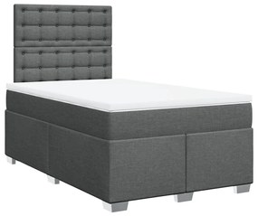 Cama boxspring com colchão 120x190 cm tecido cinzento-escuro