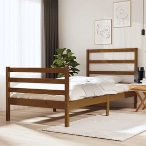 vidaXL Estrutura cama pequena solteiro 75x190 cm pinho castanho mel