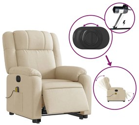 Poltrona elétrica elevatória massagens tecido creme