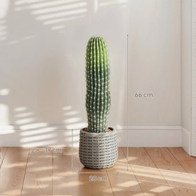 Cacto Artificial 66 cm, Planta Artificial Decorativa com Vaso para Decoração de Interiores Verde