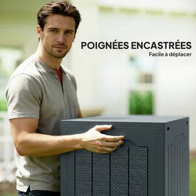 Caixa de arrumação para exterior de 93 L com pegas embutidas 56 x 41 x 50 cm, mala de arrumação para exterior estanque, cinzento escuro
